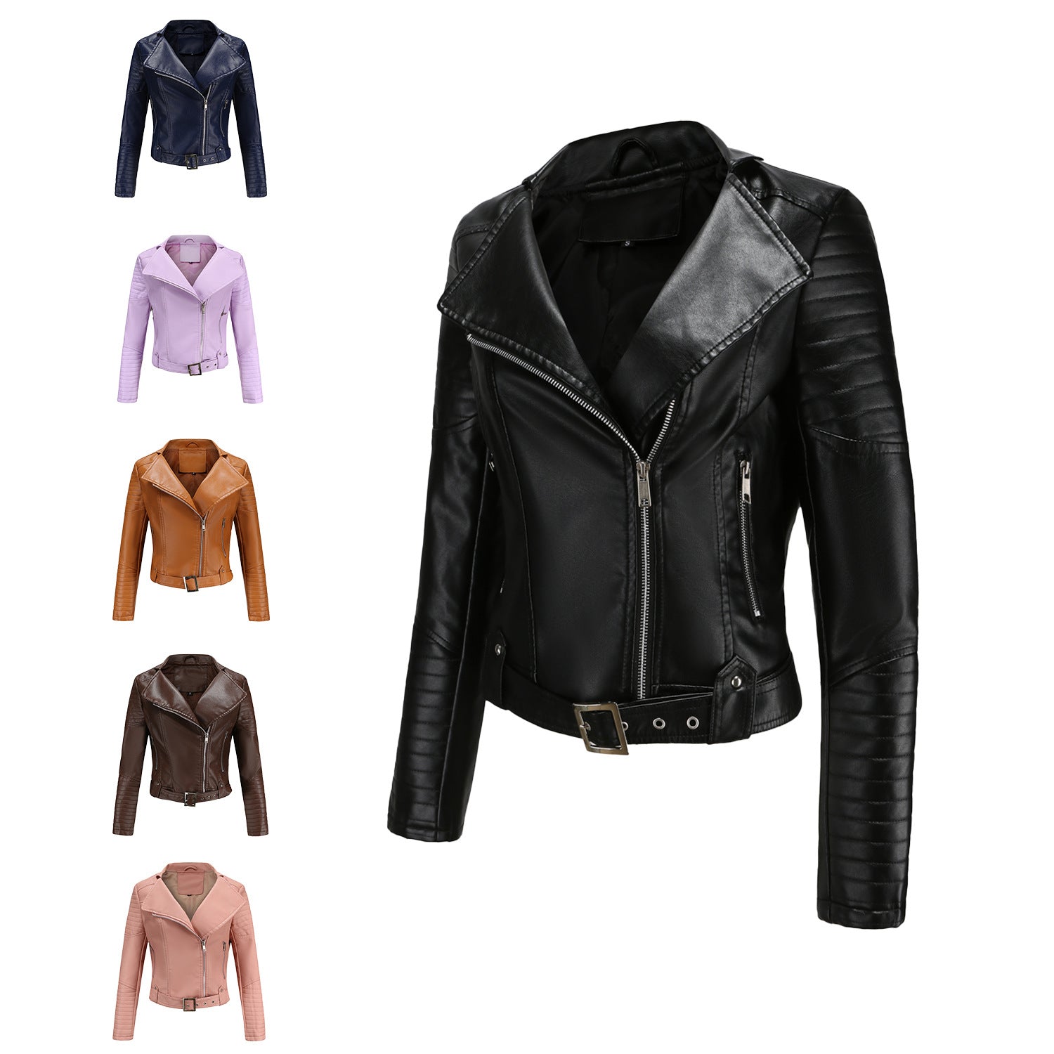 Damen modische Bikerjacke mit stylischem Steppmuster und attraktiven Reißverschlussdetails