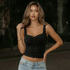 Damen modisches Bustier-Oberteil mit dekorativen Knopfdetails R&B