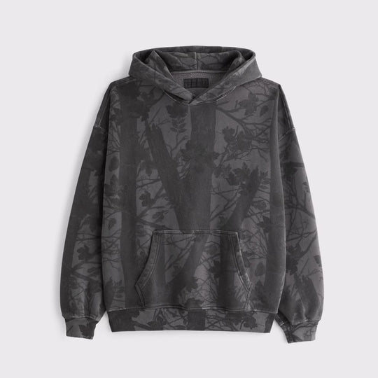 Unisex nan lockerer Kapuzensweat mit dezenter Blätterstruktur, doppelter Kapuze ohne Kordelzug und Kängurutasche R&B