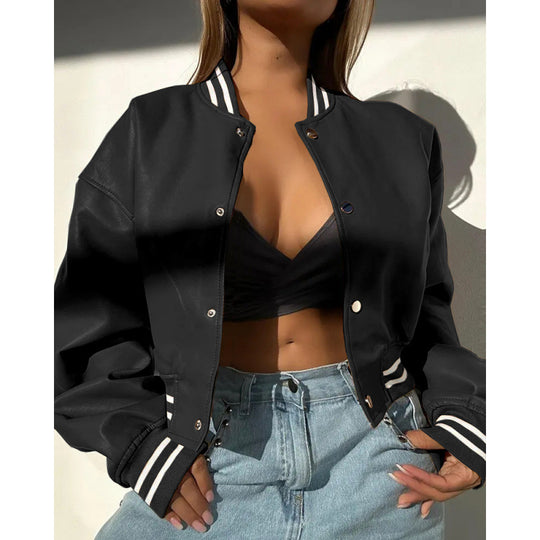 Damen Sportliche cropped Bomberjacke im Vintage-Stil R&B