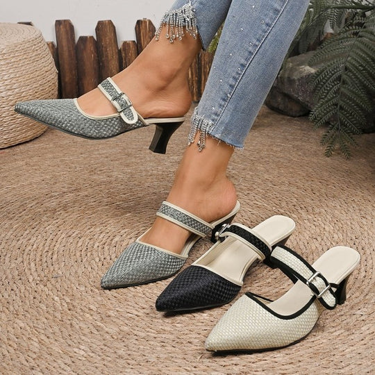 Damen elegante Slingback-Pumps mit modischem Riemchen-Design und spitzem Zehenbereich R&B