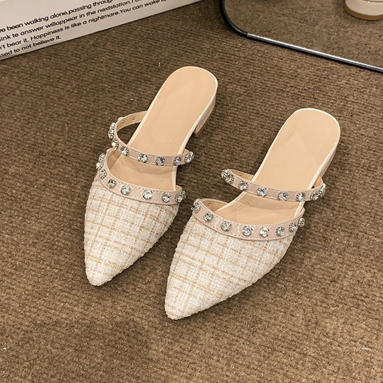 Damen elegante Mules mit funkelnden Strassdetails R&B