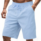 Herren nan knielange Leinenmix-Shorts mit elastischem Kordelzugbund und seitlichen Schubtaschen R&B