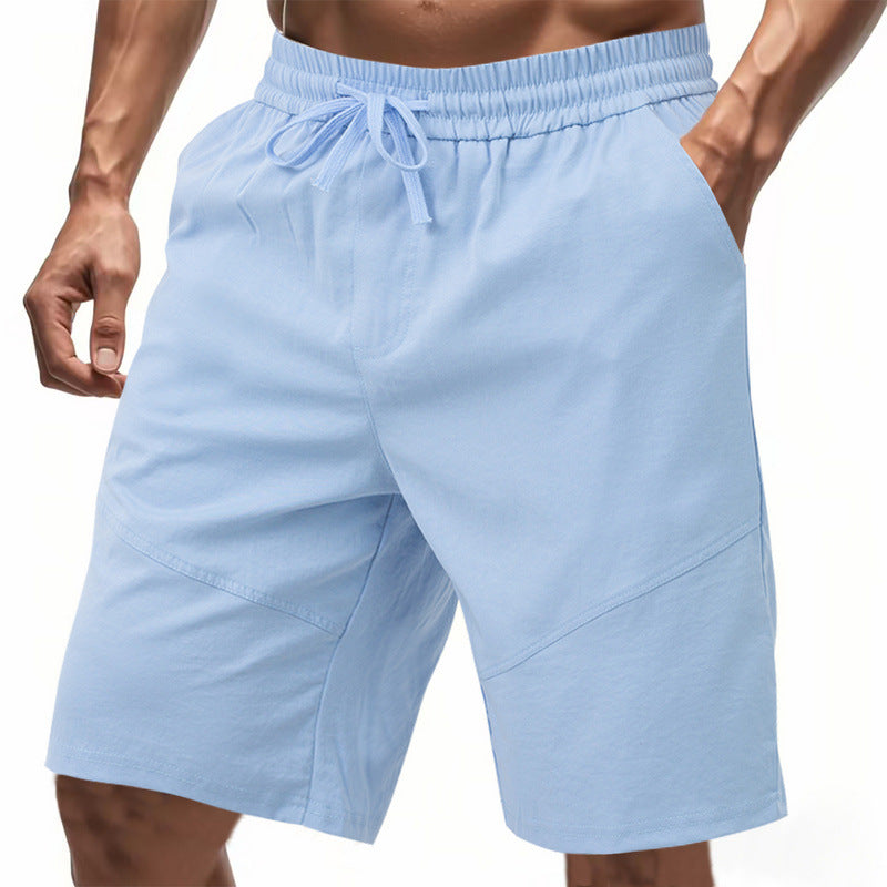 Herren nan knielange Leinenmix-Shorts mit elastischem Kordelzugbund und seitlichen Schubtaschen R&B