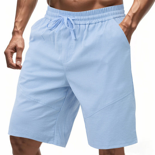 Herren nan knielange Leinenmix-Shorts mit elastischem Kordelzugbund und seitlichen Schubtaschen R&B