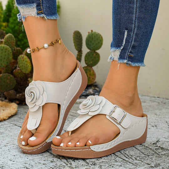 Damen Bequeme Flip-Flops mit blumenförmiger Applikation R&B
