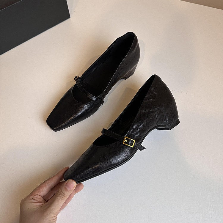 Damen elegante Pumps mit modischem Riemchen und komfortablem Blockabsatz R&B