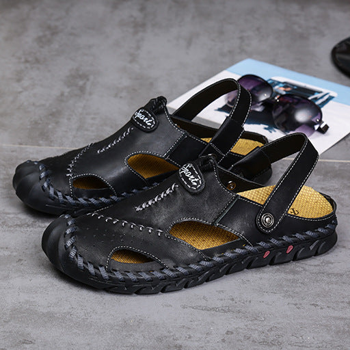 Damen Sportliche Ledersandalen mit elastischem Riemen und stoßdämpfender Sohle R&B