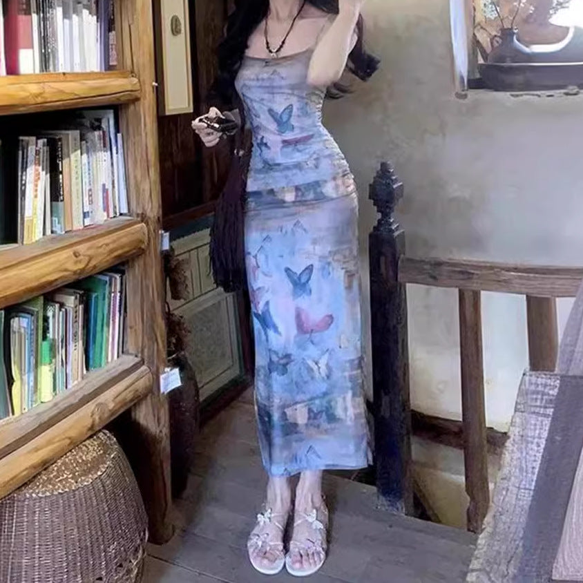 Damen Maxikleid im floralen Wasserfarbdruck R&B