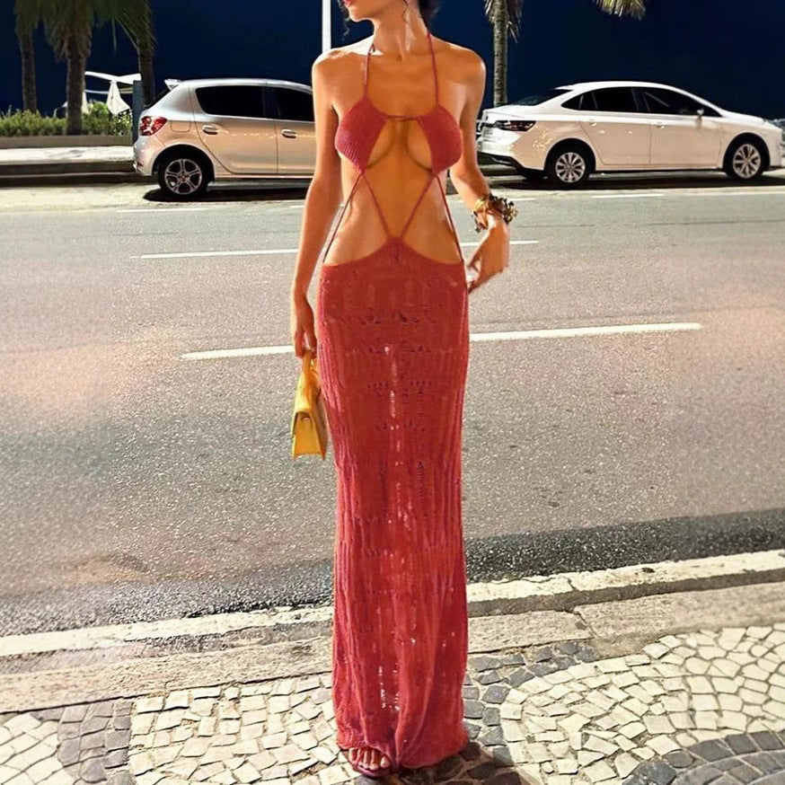Damen Maxikleid mit raffiniertem Cut-Out-Design und zarten Trägern R&B