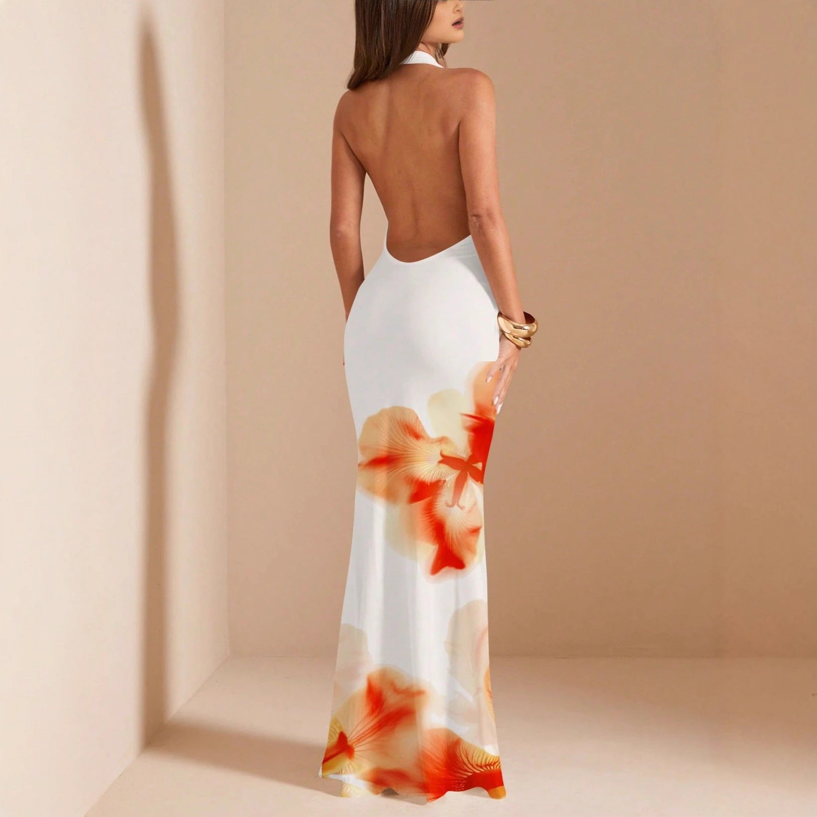 Damen Maxikleid mit raffiniertem Wickelausschnitt und floralem Design R&B
