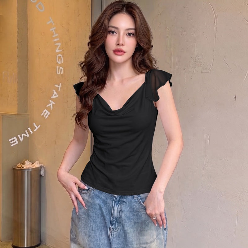Damen Elegantes Top mit fließendem Chiffon-Detail R&B
