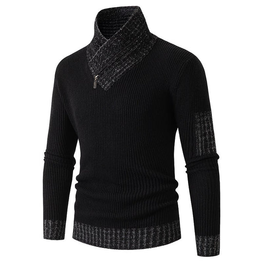 Herren Pullover mit modernem asymmetrischem Kragen und strukturiertem Design R&B