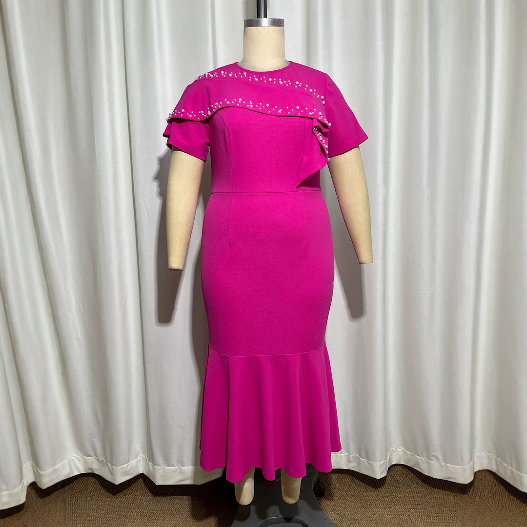 Damen Elegantes Figurbetontes Maxikleid mit Rüschendetails R&B