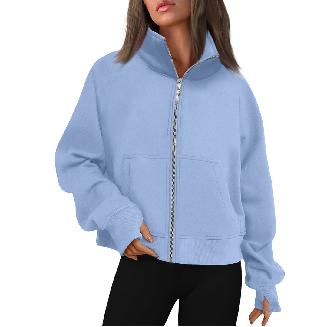 Damen bequeme Sweatjacke mit hohem Kragen R&B