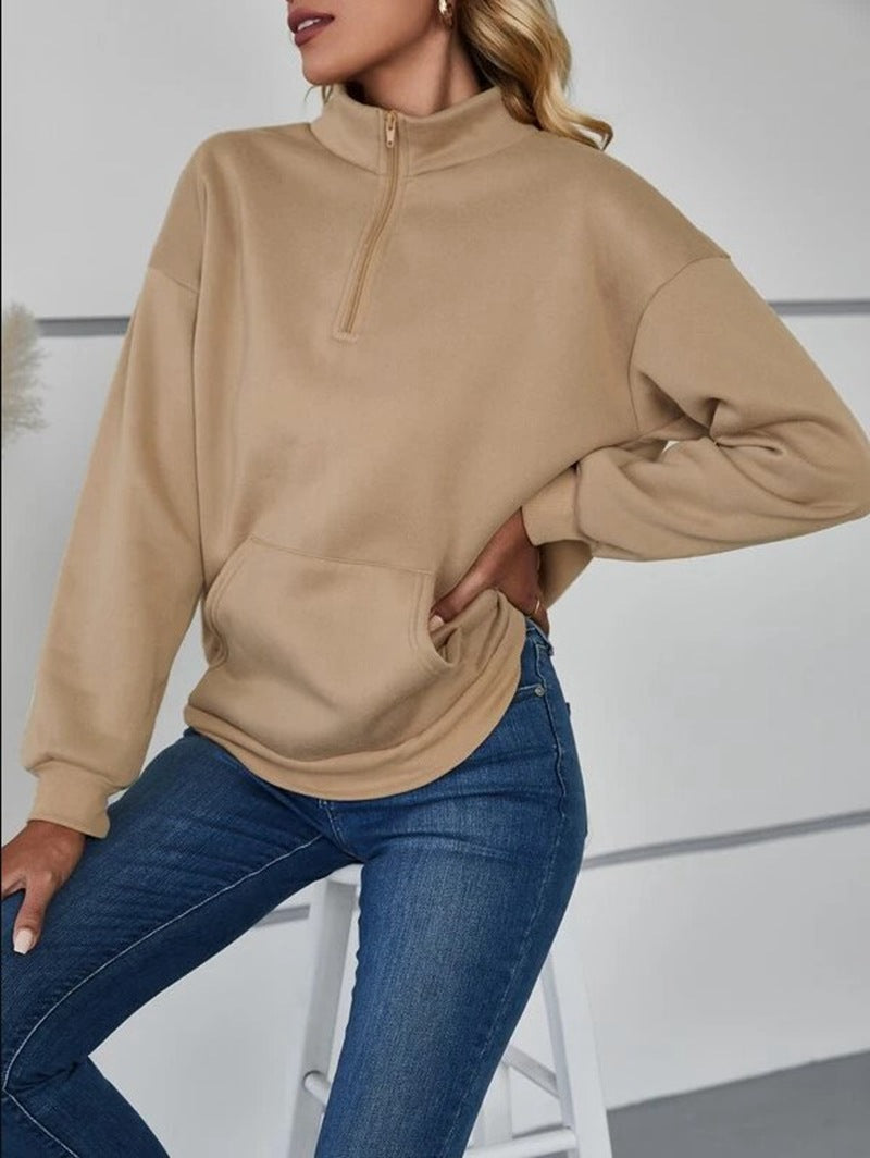 Damen bequemer Stehkragen Pullover R&B