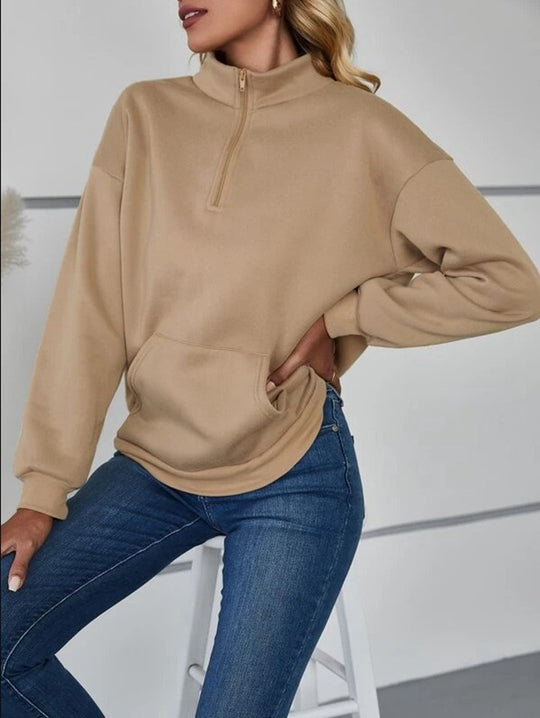 Damen bequemer Stehkragen Pullover R&B