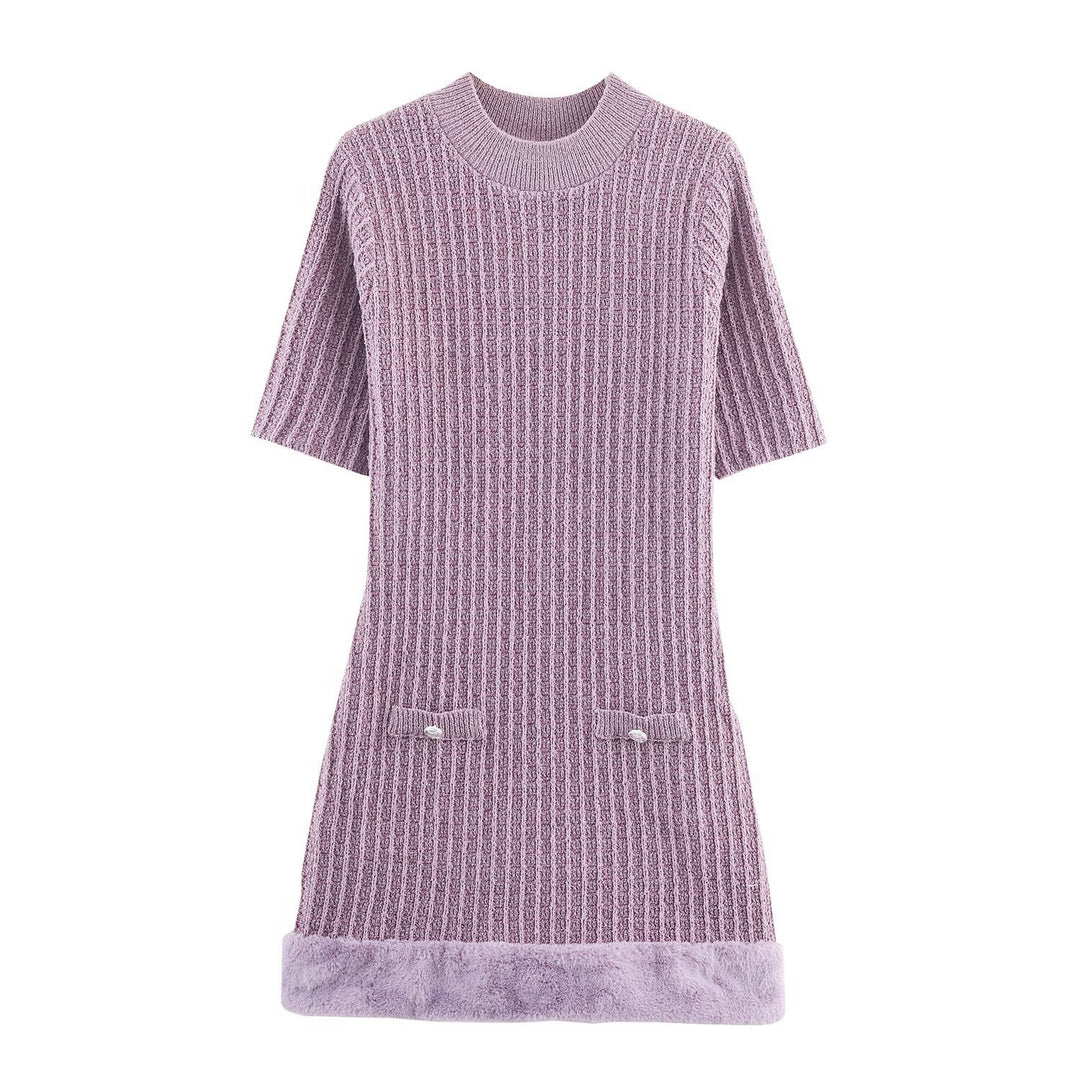 Damen Strickkleid mit dekorativen Taschen und kuscheligem Saum R&B