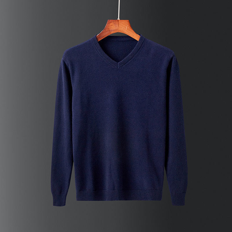 Herren eleganter V-Ausschnitt Pullover aus feiner Wolle R&B