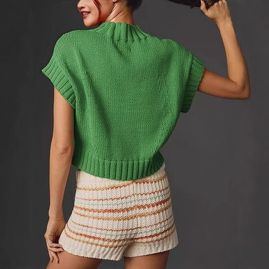 Damen lässiger Kurzarm Pullover mit Herzmotiv R&B