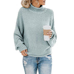 Damen Grobstrickpullover mit hohem Kragen R&B