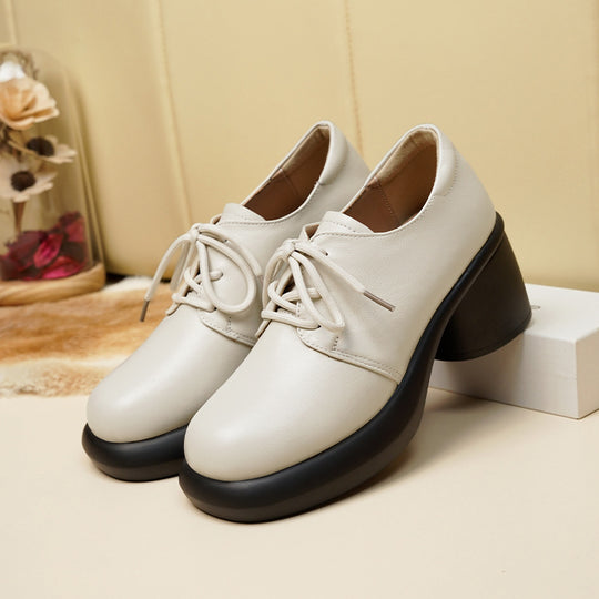 Damen Elegante Schnürschuhe mit hochgezogenem Blockabsatz und weichem Innenfutter R&B
