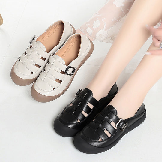 Damen Komfortable Lederschuhe mit modischem Schnallen-Detail R&B