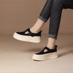 Damen Plateausneaker mit modischem Riemchen und atmungsaktiver Textiloberfläche