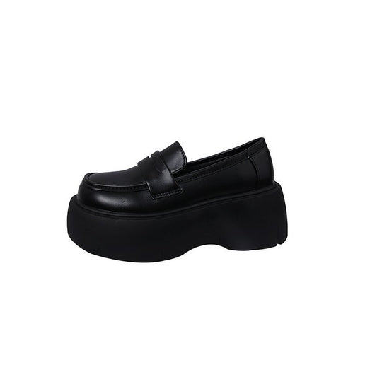 Damen elegante Plateau-Mokassins mit glänzender Oberfläche und stabiler Sohle R&B