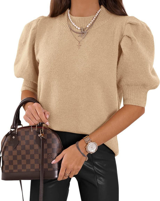 Damen Puffärmel Strickpullover R&B