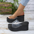 Damen Plateau-Sandalen mit transparentem Obermaterial und rutschfester Sohle