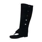 Damen offene Stiefel mit modischem Riemendesign und eleganten Knopfdetails R&B