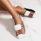 Damen modische Pantoletten mit eleganter Schnallenapplikation R&B