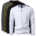 Herren nan langärmeliges Henleyshirt mit Knopfleiste, Rundhalsausschnitt und schlanker Passform R&B