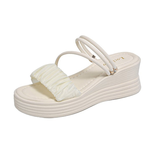 Damen bequeme Wedgesandalen mit modischem Rüschendetail R&B