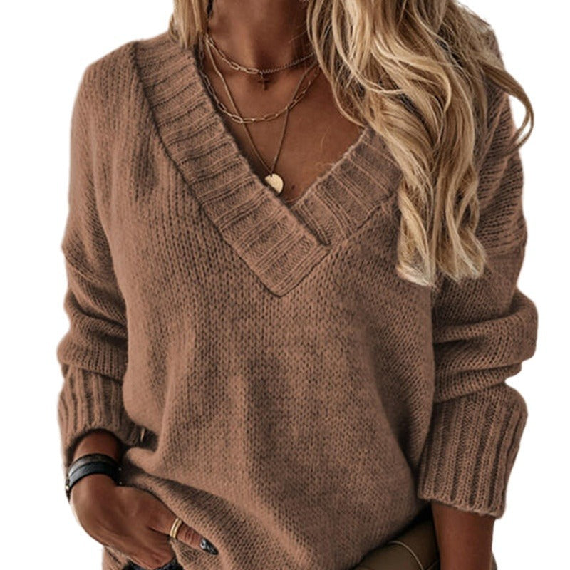 Damen V-Ausschnitt Pullover mit strukturierter Strickoptik R&B