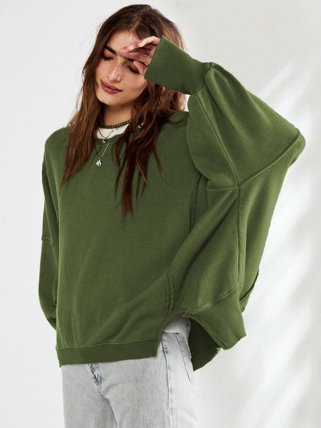 Damen Oversized Sweatshirt im entspannten Stil mit auffälligen Puffärmeln R&B