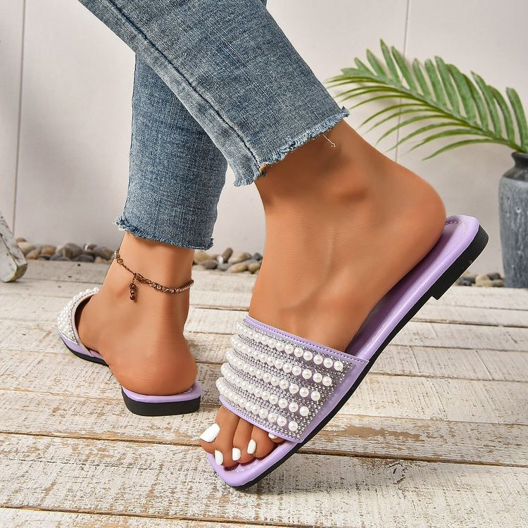 Damen Glamouröse Riemen-Sandalen mit Perlen-Applikation R&B