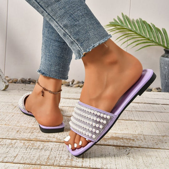 Damen Glamouröse Riemen-Sandalen mit Perlen-Applikation R&B