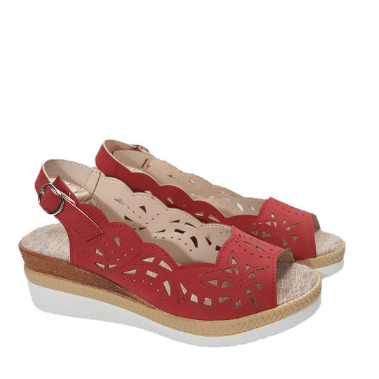 Damen Sandalen mit floralem Schnitt und bequemem Plateau R&B