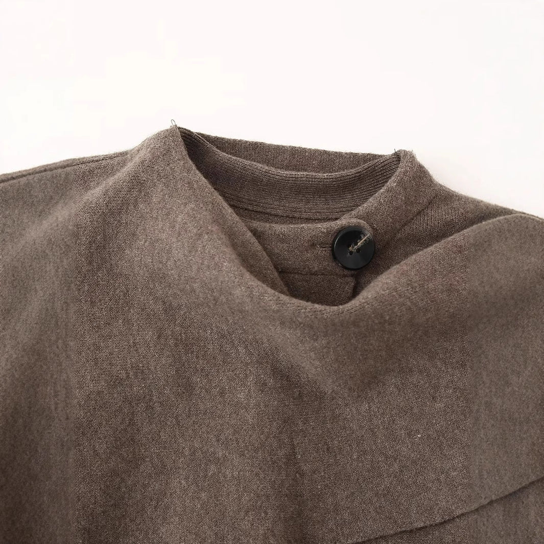 Damen modische Oversized-Jacke mit asymmetrischem Schnitt und schickem Stehkragen R&B