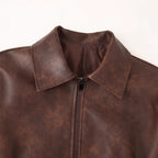 Damen cropped Kunstlederjacke mit stylischem Stehkragen und Reißverschlusstaschen R&B