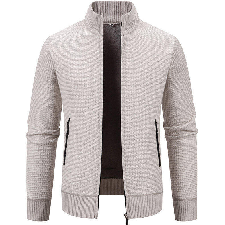 Herren Strickjacke mit modernem Zipper und seitlichen Reißverschlusstaschen R&B