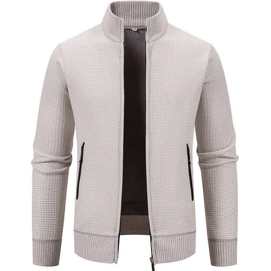 Herren Strickjacke mit modernem Zipper und seitlichen Reißverschlusstaschen R&B