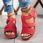 Damen Wedge-Sandalen mit anatomischem Fußbett und verstellbarem Riemendesign R&B