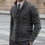 Herren strukturierte Strickjacke mit eleganter Zip-Front R&B