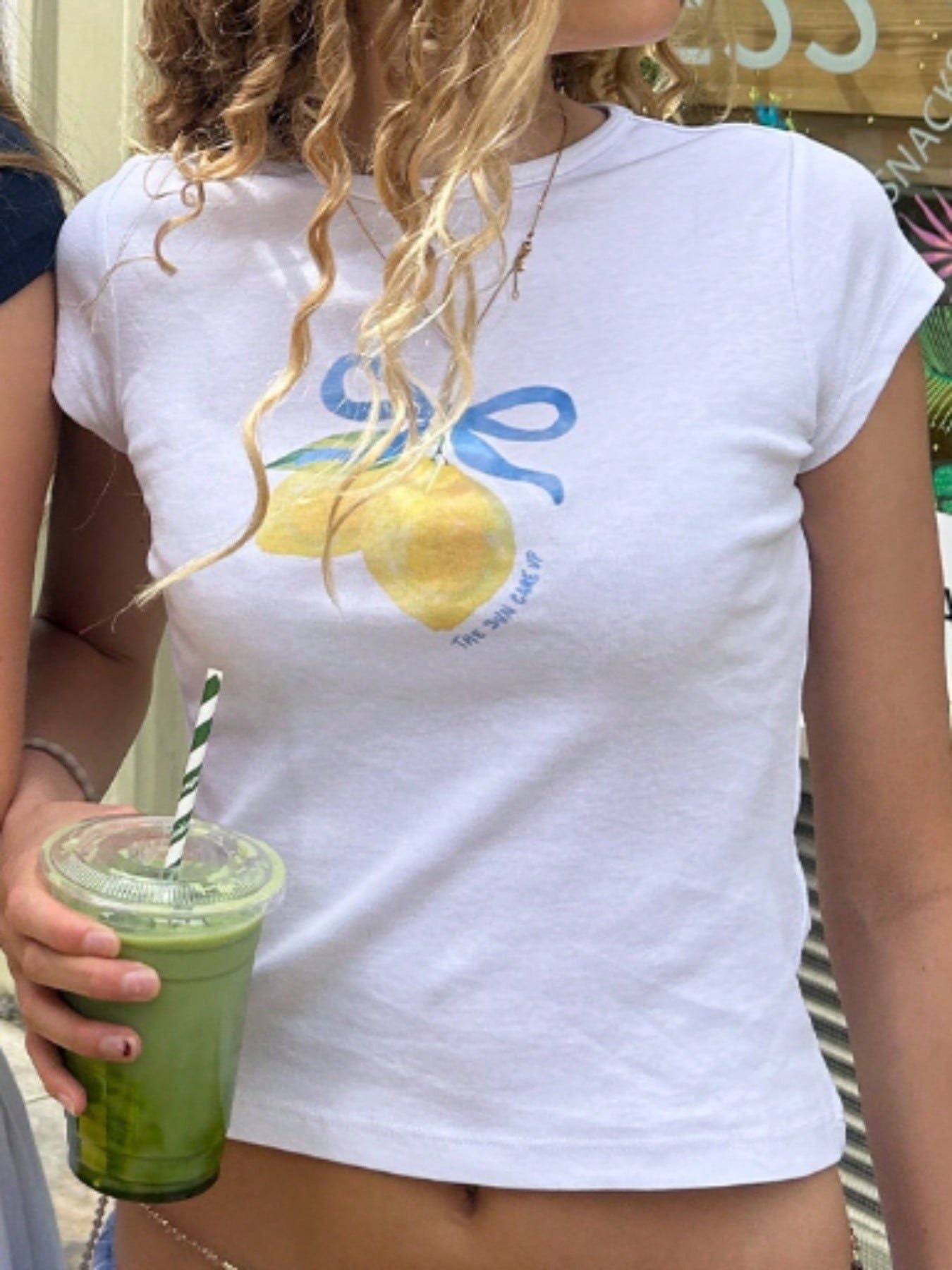 Damen Crop-T-Shirt mit kreativem Früchte-Design und figurbetontem Schnitt R&B