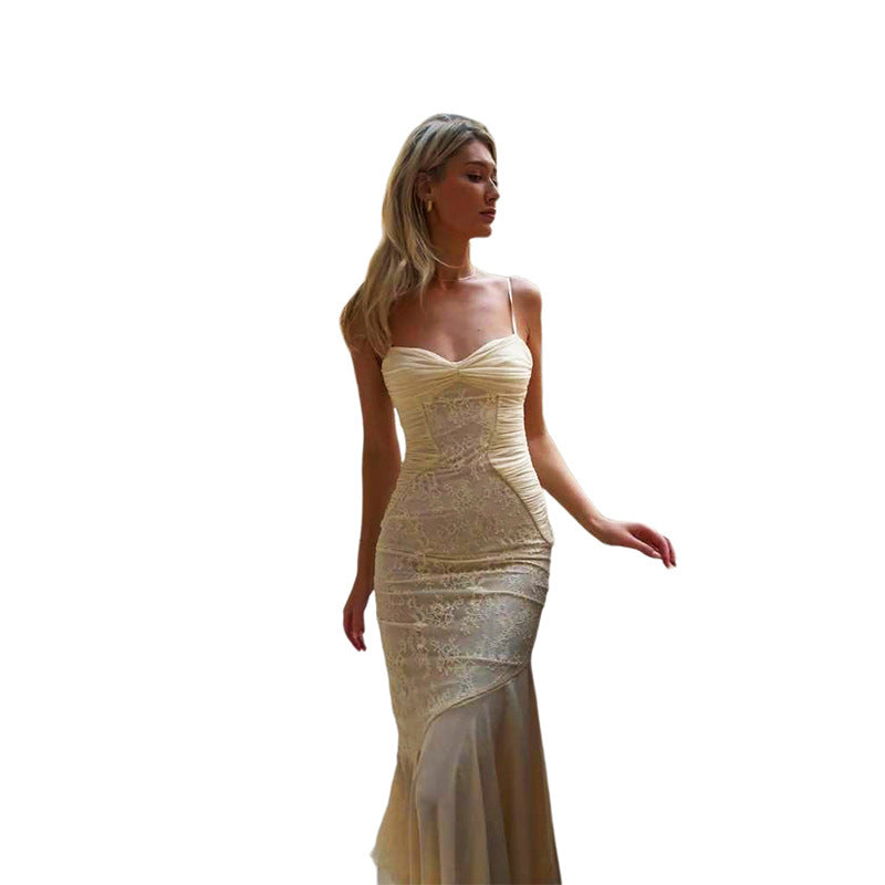 Damen Figurbetontes Maxikleid mit Spaghettiträgern und elegantem Drapierungsdesign R&B