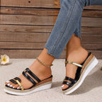 Damen Trendige und bequeme Keilsandalen mit verstellbaren Riemen R&B
