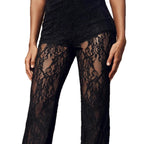 Damen Elegante Spitzenhose mit weit geschnittenem Bein R&B